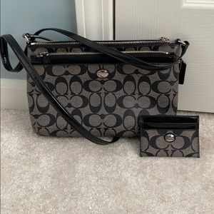Coach black and gray crossbody